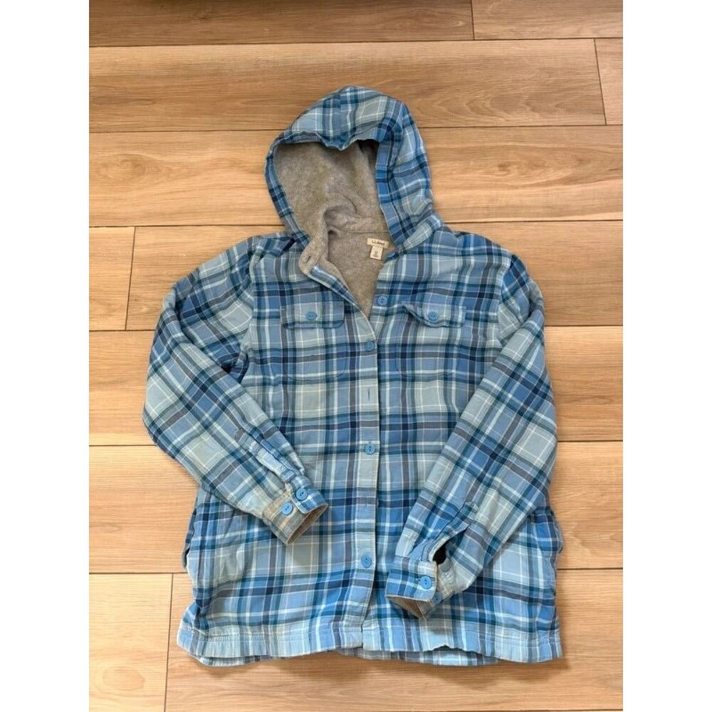 LL Bean Fleece Lined Hooded shirt Shacket